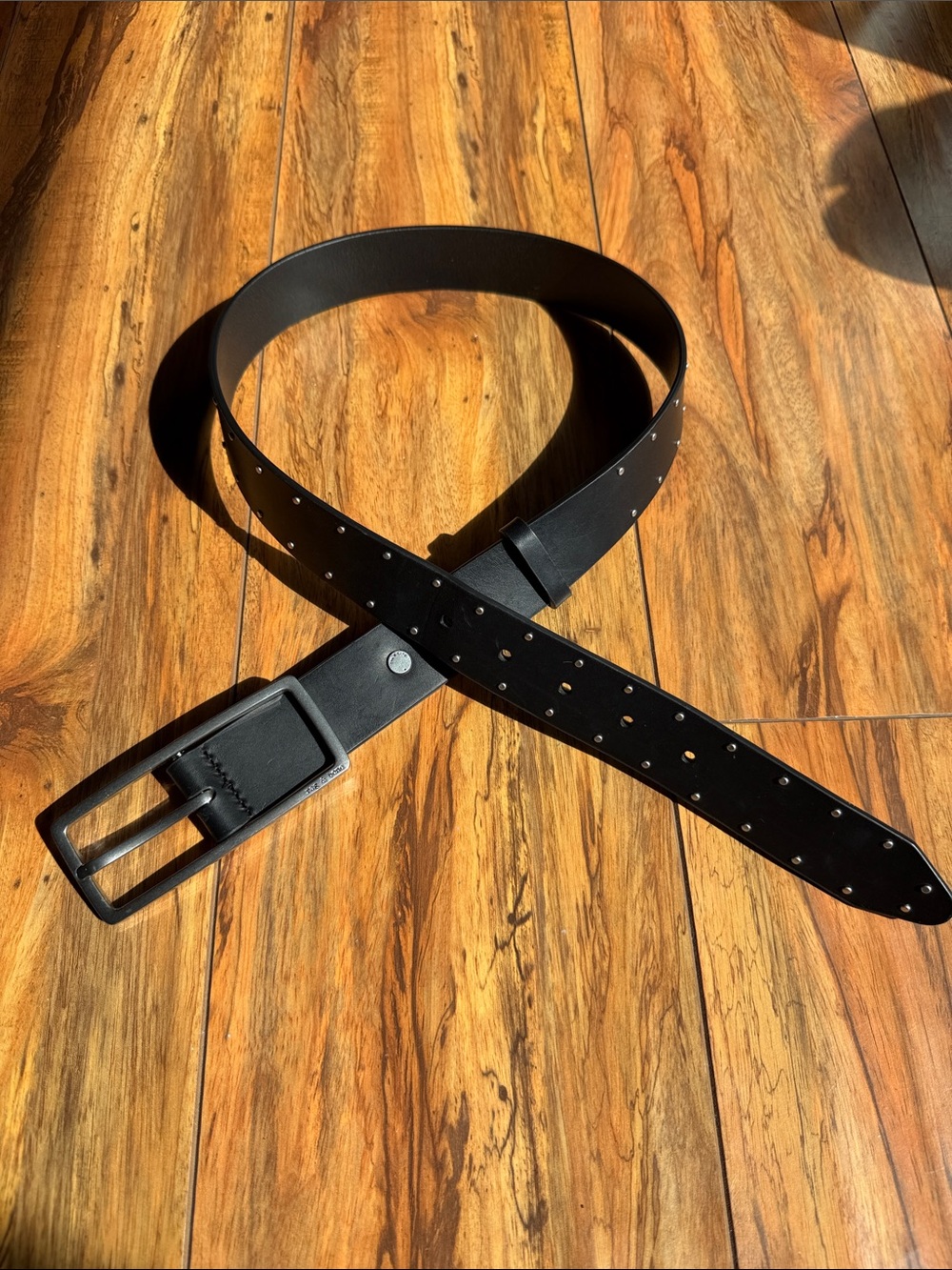 Rag & Bone Studded Rebound Leather Belt Black XS